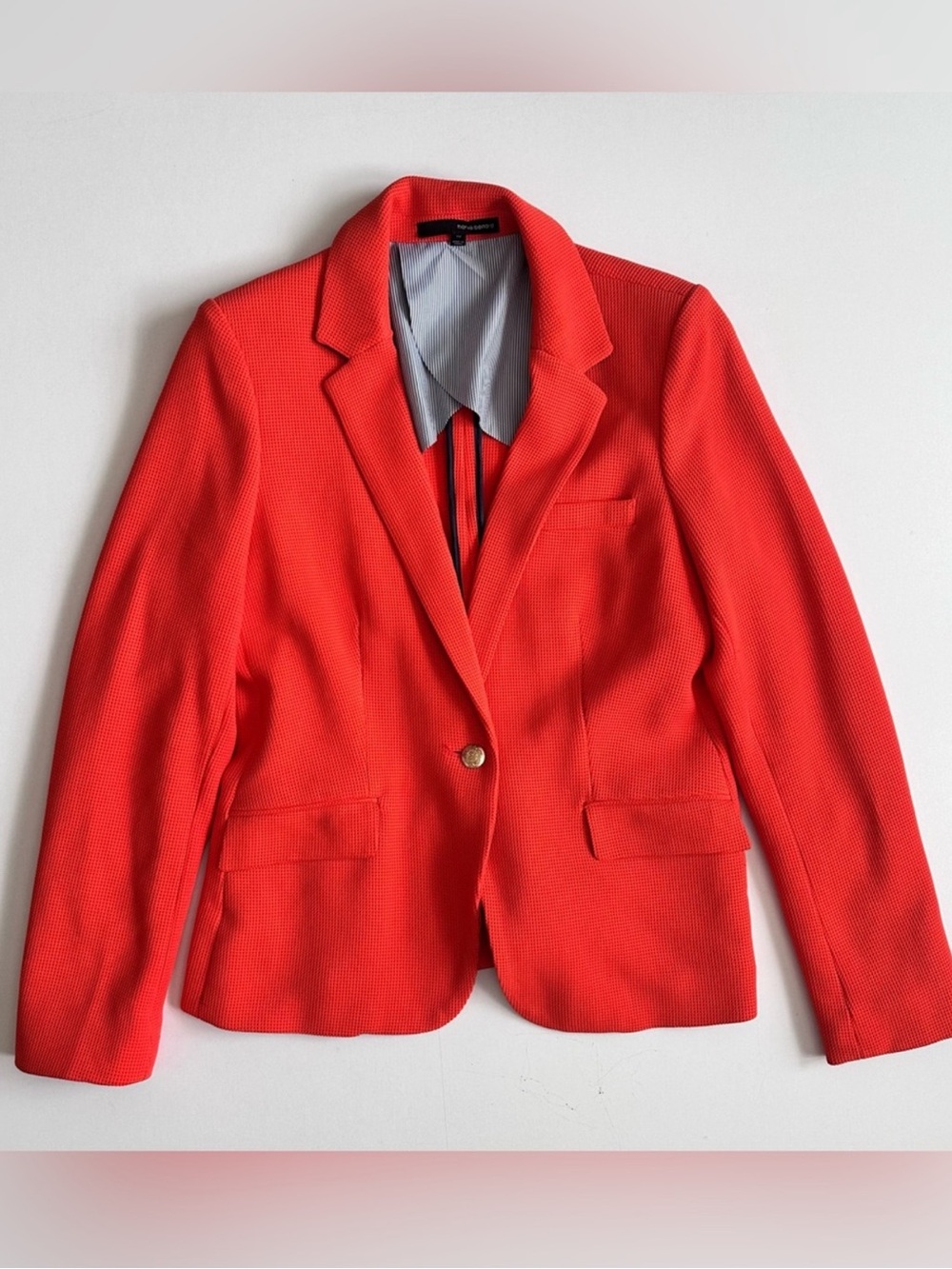 Harvé Benard Orange Waffle Knit Blazer 
Size 10